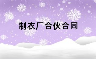 制衣厂合伙合同