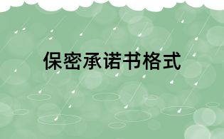保密承诺书格式