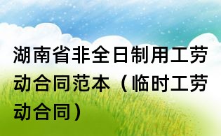 湖南省非全日制用工劳动合同范本(临时工劳动合同)