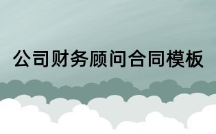 公司财务顾问合同模板