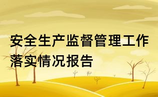 安全生产监督管理工作落实情况报告