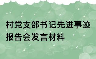 村党支部书记先进事迹报告会发言材料