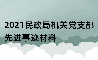 2021民政局机关党支部先进事迹材料