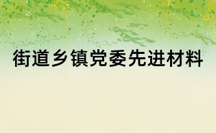街道乡镇党委先进材料