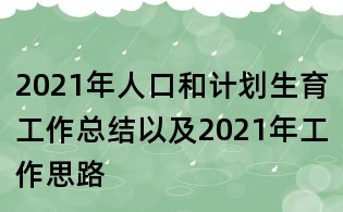 2021年人口和计划生育工作总结以及2021年工作思路
