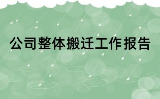 公司整体搬迁工作报告