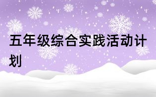 五年级综合实践活动计划