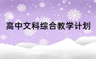 高中文科综合教学计划