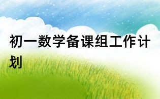初一数学备课组工作计划