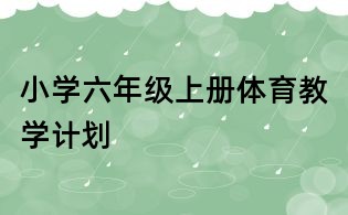 小学六年级上册体育教学计划