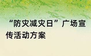 “防灾减灾日”广场宣传活动方案