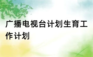 广播电视台计划生育工作计划