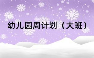 幼儿园周计划（大班）