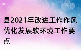 县2021年改进工作作风优化发展软环境工作要点