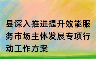 县深入推进提升效能服务市场主体发展专项行动工作方案