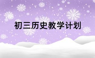 初三历史教学计划