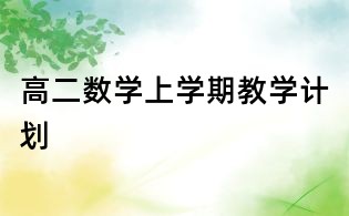 高二数学上学期教学计划