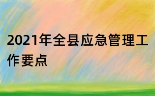 2021年全县应急管理工作要点