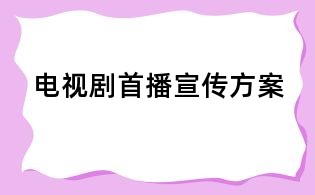 电视剧首播宣传方案