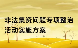 非法集资问题专项整治活动实施方案
