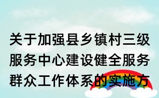关于加强县乡镇村三级服务中心建设健全服务群众工作体系的实施方案