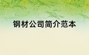 钢材公司简介范本