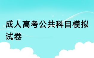 成人高考公共科目模拟试卷