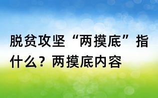 脱贫攻坚“两摸底”指什么?两摸底内容