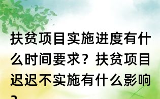 扶贫项目实施进度有什么时间要求?扶贫项目迟迟不实施有什么影响?