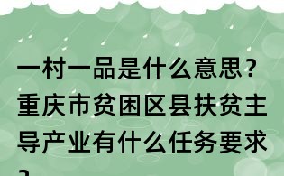 一村一品是什么意思?重庆市贫困区县扶贫主导产业有什么任务要求?