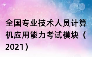 全国专业技术人员计算机应用能力考试模块(2021)
