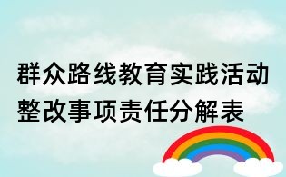 群众路线教育实践活动整改事项责任分解表