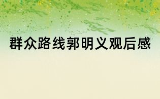 群众路线郭明义观后感