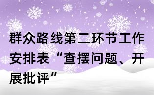 群众路线第二环节工作安排表“查摆问题、开展批评”