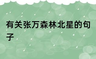有关张万森林北星的句子