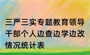 三严三实专题教育领导干部个人边查边学边改情况统计表