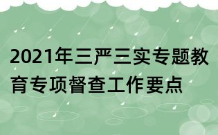 2021年三严三实专题教育专项督查工作要点