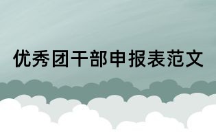 优秀团干部申报表范文