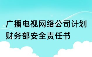 广播电视网络公司计划财务部安全责任书