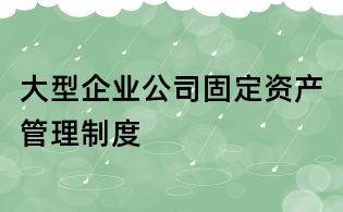 大型企业公司固定资产管理制度