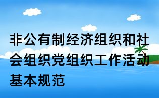 非公有制经济组织和社会组织党组织工作活动基本规范