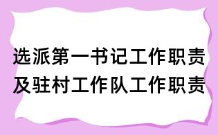 选派第一书记工作职责及驻村工作队工作职责