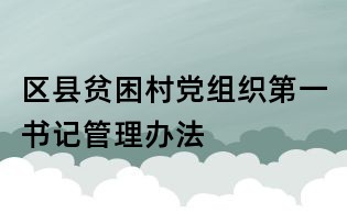 区县贫困村党组织第一书记管理办法