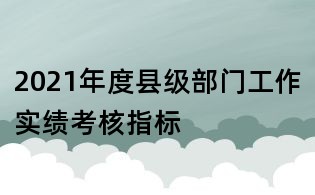 2021年度县级部门工作实绩考核指标