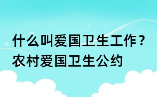 什么叫爱国卫生工作?农村爱国卫生公约