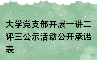 大学党支部开展一讲二评三公示活动公开承诺表