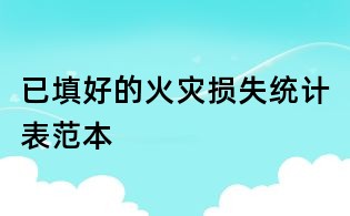已填好的火灾损失统计表范本