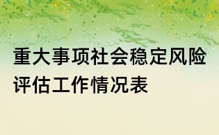 重大事项社会稳定风险评估工作情况表