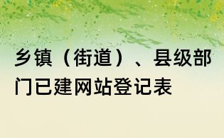 乡镇(街道)、县级部门已建网站登记表
