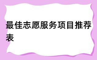 最佳志愿服务项目推荐表
